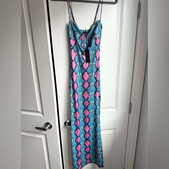 AFRM Bluma Maxi Dress in Blue Snake - Picture 4 of 5